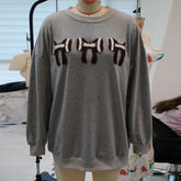 LIZAKOSHT  -  Letters Football Print Hoodie Pullover Autumn Long Sleeve Crew Neck Baggy Tops Women Casual Sweatshirt Sporty Aesthetic Clothes